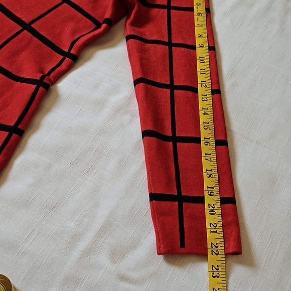 Luxxe Lane Red Plaid Sweater Dress Long Sleeves Fit&Flare Size Medium - Picture 9 of 13